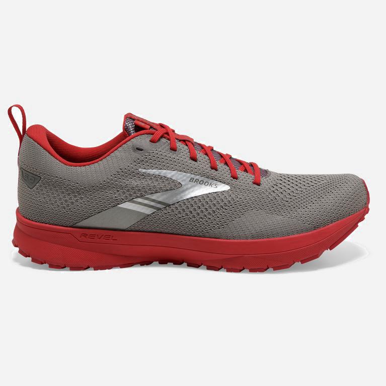 Brooks Revel 5 Mens Performance Road Running Shoes - Grey/Red - Philippines (485291AEB)